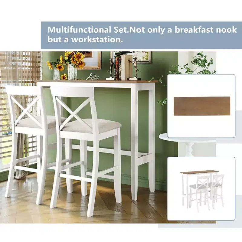 Set da pranzo 48 in legno Whisen Farmhouse con 2 sedie