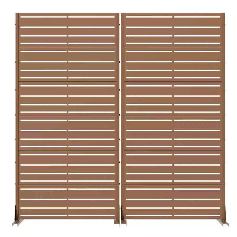 MAYEERTY Benjamin Divisorio per ambienti in acciaio galvanizzato marrone con feritoie ampie e strette, 72x35x16, schermo per la privacy a doppia faccia da 6 pezzi