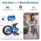 NAYSAYE 20 Inch Folding City Bike Lightweight Aluminum Frame 7 Speed for Commuting and Travel, Blue, 57.09*24.8*39.37