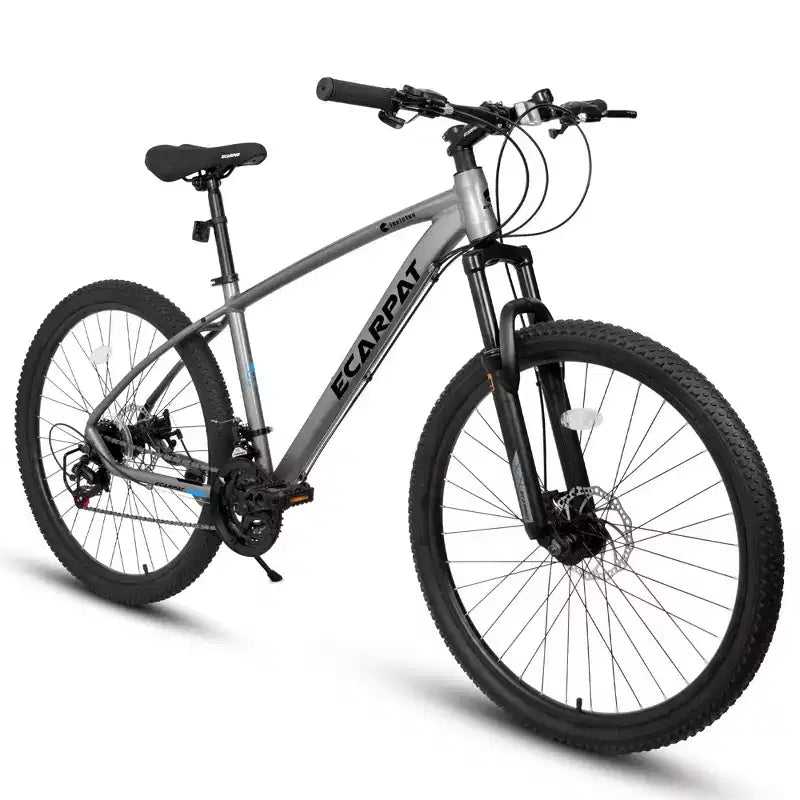 NAYSAYE Bicycle 27 Inch Mountain Bike 21 Speed with Suspension Fork and Disc Brakes for Men and Women, Gray, 70*27*39.5