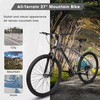 NAYSAYE Bicycle 27 Inch Mountain Bike 21 Speed with Suspension Fork and Disc Brakes for Men and Women, Gray, 70*27*39.5