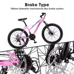 Bicicletta NAYSAYE Mountain Bike da 26 pollici con cambio a 21 velocità Freni a doppio disco per adolescenti e donne, rosa, 65*24.8*37.4