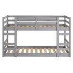 GDFStudio Michelle Twin over Twin Wooden Bunk Bed with Guardrails and Integrated Ladders