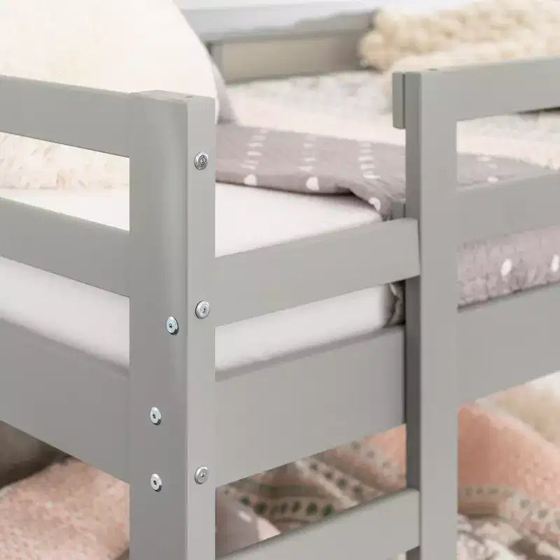 GDFStudio Michelle Twin over Twin Wooden Bunk Bed with Guardrails and Integrated Ladders