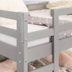 GDFStudio Michelle Twin over Twin Wooden Bunk Bed with Guardrails and Integrated Ladders
