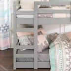 GDFStudio Michelle Twin over Twin Wooden Bunk Bed with Guardrails and Integrated Ladders