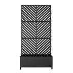 MAYEERTY Planter Box with Trellis Iron Black Parallel Line 01 Style 47x47x16in 3-Piece Set