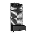 MAYEERTY Planter Box with Trellis Iron Black Parallel Line 01 Style 47x47x16in 3-Piece Set