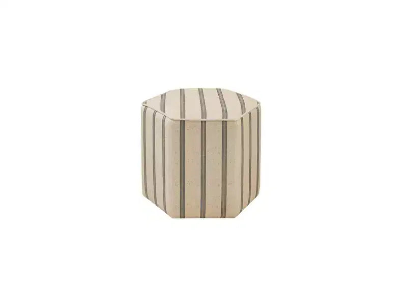 GDFStudio Ellen - Ottomana esagonale imbottita con stampa a righe in stile rustico
