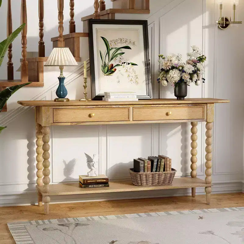 Christopher Knight Home Eleanor Consolle in legno stile rétro con 2 cassetti e ripiano