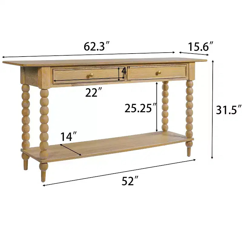 Christopher Knight Home Eleanor Consolle in legno stile rétro con 2 cassetti e ripiano