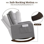 Rocking Chair Nursery, Glider Recliner Indoor with Armrests, Side Pockets, Upholstered Comfy High Back Armchair