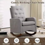 Rocking Chair Nursery, Glider Recliner Indoor with Armrests, Side Pockets, Upholstered Comfy High Back Armchair