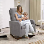 Rocking Chair Nursery, Glider Recliner Indoor with Armrests, Side Pockets, Upholstered Comfy High Back Armchair