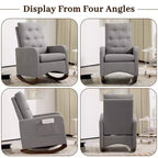 Rocking Chair Nursery, Glider Recliner Indoor with Armrests, Side Pockets, Upholstered Comfy High Back Armchair