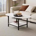 Famapy Contemporary Convertible Coffee Table,Extendable from Square to Oval,with Storage Shelf,Adjustable & Space-Efficient for Living Room