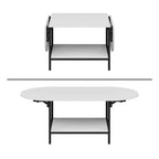 Famapy Contemporary Convertible Coffee Table,Extendable from Square to Oval,with Storage Shelf,Adjustable & Space-Efficient for Living Room