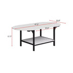 Famapy Contemporary Convertible Coffee Table,Extendable from Square to Oval,with Storage Shelf,Adjustable & Space-Efficient for Living Room