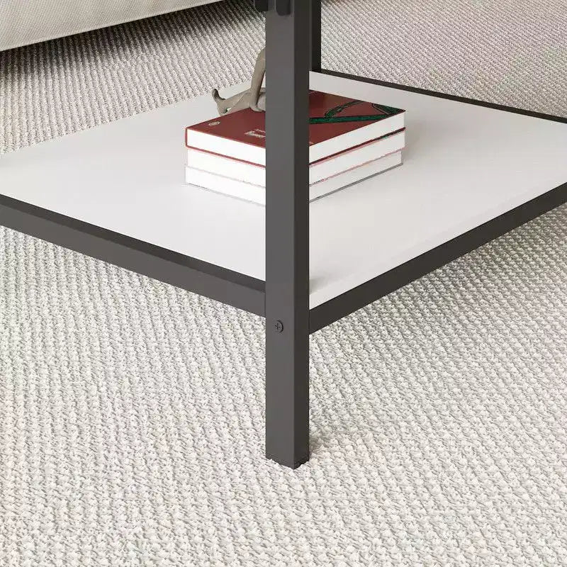 Famapy Contemporary Convertible Coffee Table,Extendable from Square to Oval,with Storage Shelf,Adjustable & Space-Efficient for Living Room