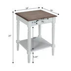 HomeStock 24 in.H White Color Rectangle Wood Table Top End Table 1 -piece