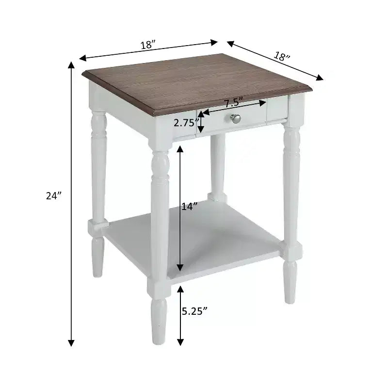 HomeStock 24 in.H White Color Rectangle Wood Table Top End Table 1 -piece