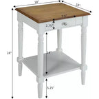 HomeStock 24 in.H White Color Rectangle Wood Table Top End Table 1 -piece
