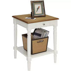 HomeStock 24 in.H White Color Rectangle Wood Table Top End Table 1 -piece