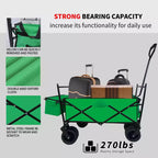 TROPOW Collapsible Folding Wagon Cart C Green Utility Wagon for Camping/Shopping (1-Pack)
