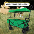 TROPOW Collapsible Folding Wagon Cart C Green Utility Wagon for Camping/Shopping (1-Pack)