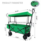 TROPOW Collapsible Folding Wagon Cart C Green Utility Wagon for Camping/Shopping (1-Pack)