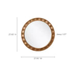 LuxenHome Natural Wood Frame Round Wall Mirror, 28 Rustic Wooden Decor Brown
