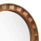 LuxenHome Natural Wood Frame Round Wall Mirror, 28 Rustic Wooden Decor Brown
