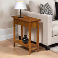 HomeStock Belmont Narrow Wedge End Table with Open Shelf, Beveled Edges and Tapered Legs Perfect Between Chairs or Small Spaces