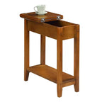 HomeStock Belmont Narrow Wedge End Table with Open Shelf, Beveled Edges and Tapered Legs Perfect Between Chairs or Small Spaces