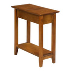 HomeStock Belmont Narrow Wedge End Table with Open Shelf, Beveled Edges and Tapered Legs Perfect Between Chairs or Small Spaces