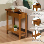 HomeStock Belmont Narrow Wedge End Table with Open Shelf, Beveled Edges and Tapered Legs Perfect Between Chairs or Small Spaces