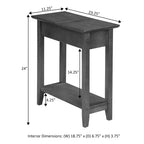 HomeStock Belmont Narrow Wedge End Table with Open Shelf, Beveled Edges and Tapered Legs Perfect Between Chairs or Small Spaces