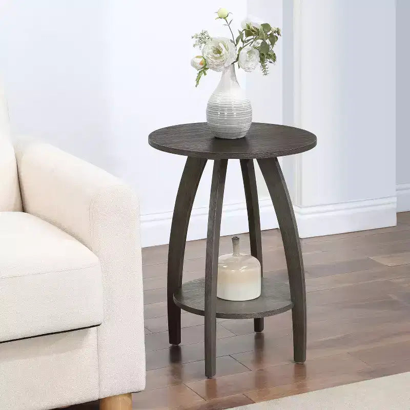 HomeStock Belmont End Table with Shelf Scandinavian-Inspired Mid-Century Modern Two-Tier Storage Accent Furniture for Living Room