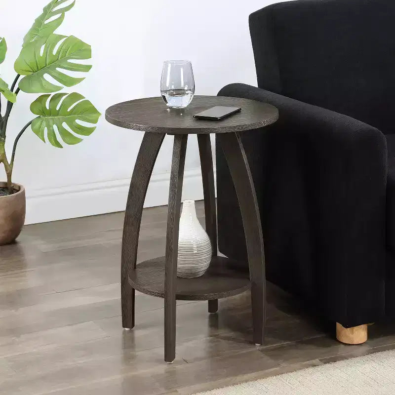 HomeStock Belmont End Table with Shelf Scandinavian-Inspired Mid-Century Modern Two-Tier Storage Accent Furniture for Living Room