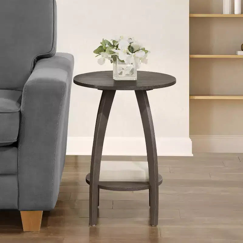 HomeStock Belmont End Table with Shelf Scandinavian-Inspired Mid-Century Modern Two-Tier Storage Accent Furniture for Living Room