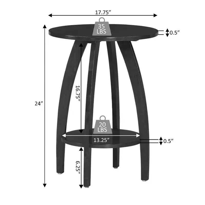 HomeStock Belmont End Table with Shelf Scandinavian-Inspired Mid-Century Modern Two-Tier Storage Accent Furniture for Living Room