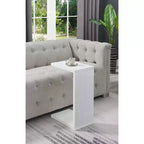 HomeStock Belmont C Shaped End Table with Rich Melamine Finish, Sofa Slide Under Frame and Compact Chairside Convenience