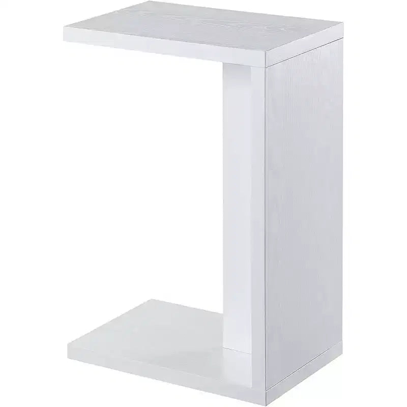 HomeStock Belmont C Shaped End Table with Rich Melamine Finish, Sofa Slide Under Frame and Compact Chairside Convenience