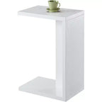 HomeStock Belmont C Shaped End Table with Rich Melamine Finish, Sofa Slide Under Frame and Compact Chairside Convenience