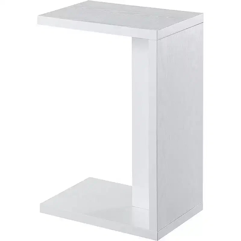 HomeStock Belmont C Shaped End Table with Rich Melamine Finish, Sofa Slide Under Frame and Compact Chairside Convenience