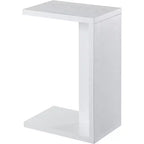 HomeStock Belmont C Shaped End Table with Rich Melamine Finish, Sofa Slide Under Frame and Compact Chairside Convenience