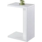 HomeStock Belmont C Shaped End Table with Rich Melamine Finish, Sofa Slide Under Frame and Compact Chairside Convenience