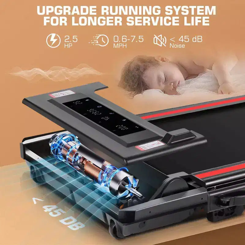 KRISRATE Treadmills with Incline & Touch Screen & Remote Watch for Home, Folding Walking Pad with Handle Bar,3.5HP 7.5MPH Under Desk Treadmill