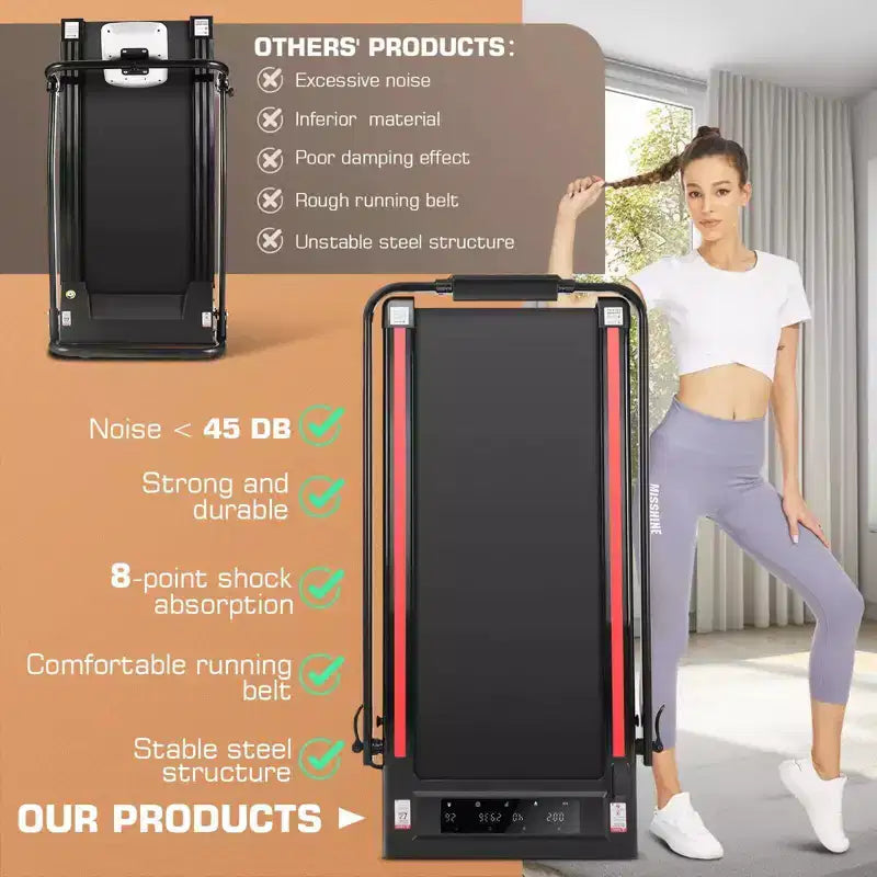 KRISRATE Treadmills with Incline & Touch Screen & Remote Watch for Home, Folding Walking Pad with Handle Bar,3.5HP 7.5MPH Under Desk Treadmill