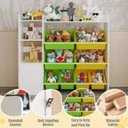 Contenitore per giocattoli per bambini, organizer con 8 contenitori rimovibili, libreria e portagiochi grande, con libreria per camera da letto, cameretta dei bambini, aula, asilo nido